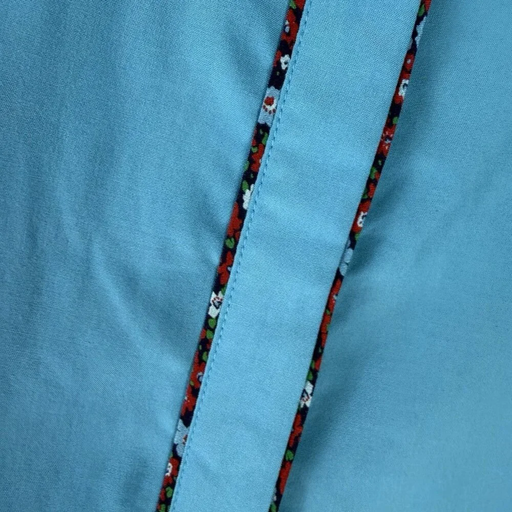 Wildfang Empower Piped Button Up Shirt Large Teal Rayon Androgynous Chic - Picture 5 of 11